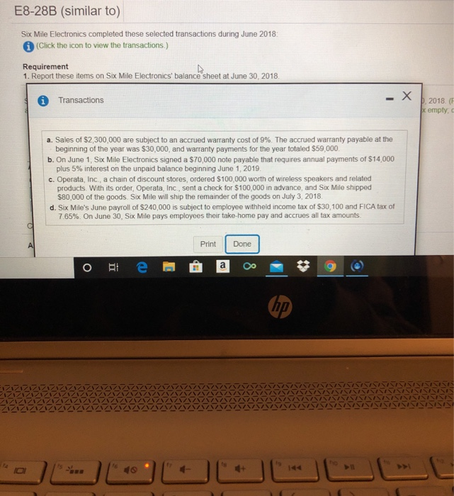 transactions during June 2018 (Click the icon to view the transactions) Requirement