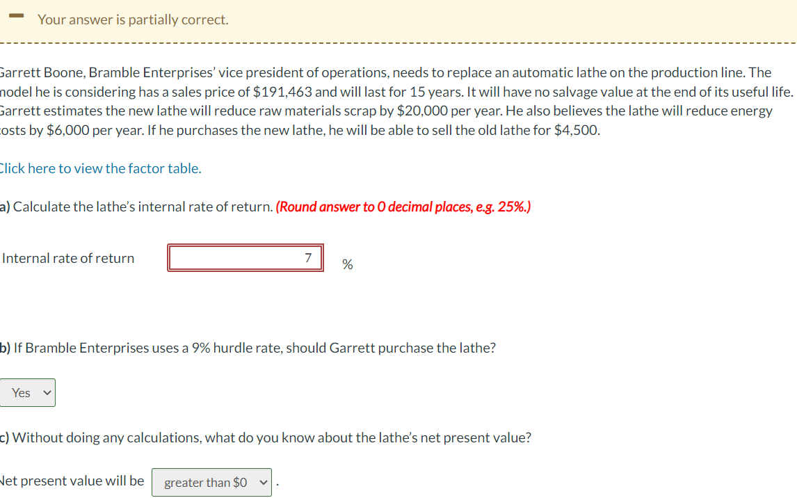 Help, answer: a) annual net operating income is wrong. Sarrett Boone, Bramble