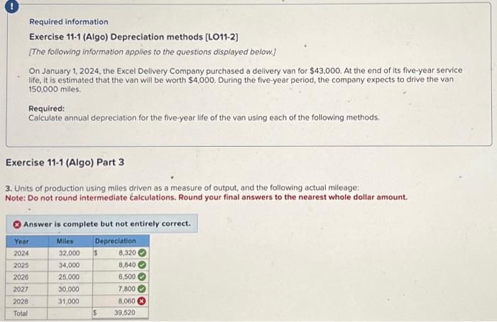 Depreciation methods [LO11-2] [The following information applies to the questions displayed below]