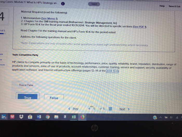  ing Cases: Module 1 What Is HP's Strategy an... Help Save