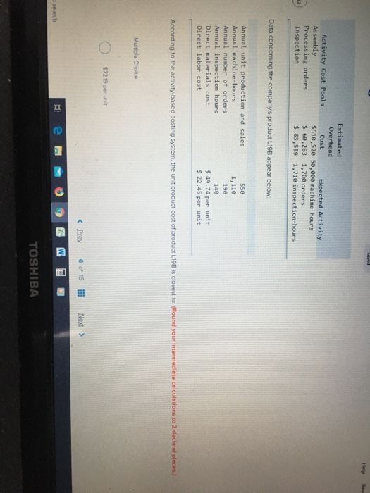  Help Sev Activity Cost Pools Assembly Processing orders Inspection Estimated Overhead