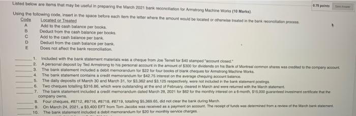  D Listed below are items that may be used in preparing