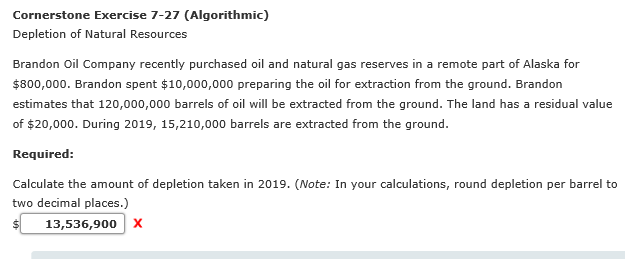 posted and gotten wrong Cornerstone Exercise 7-27 (Algorithmic) Depletion of Natural Resources