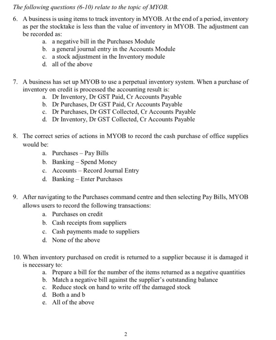 to track inventory in MYOB. At the end of a period, inventory