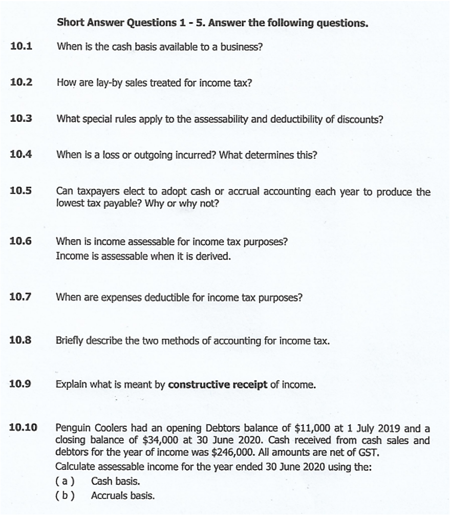Write the answer by typing on the computer pls. Short Answer Questions