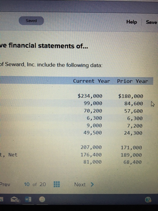 statements of Seward, Inc. include the foll Income Statement Net Sales Revenue
