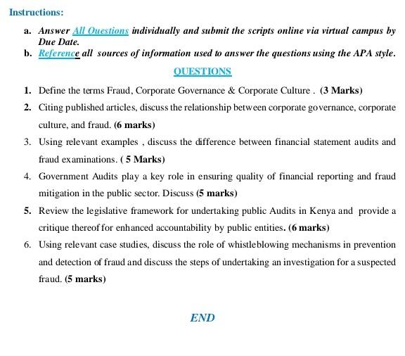  Instructions: a. Answer All Ouestions individually and submit the scripts online