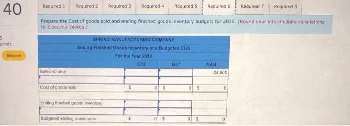 2 hours nts Product information Sales price Sales (units) Estimated beginning inventory