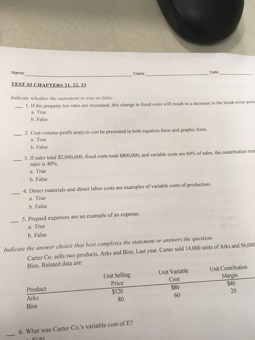  Indicate whether the statement is true or false. If the property