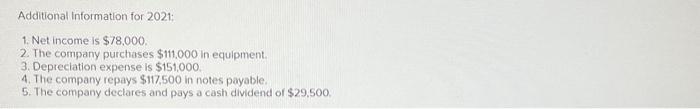 cash outflows and any decrease in cash as negotive amounts.) Additional Information