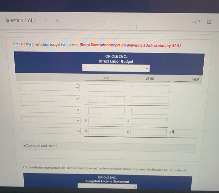 JB 50 Product JB 60 Sales budget: Anticipated volume in units 403,400