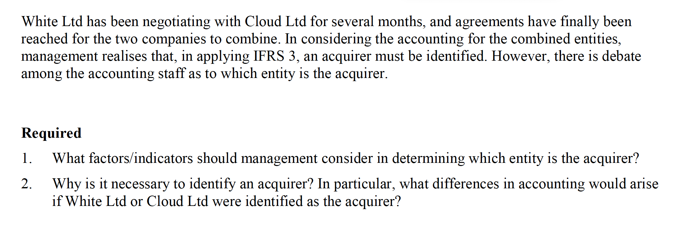 White Ltd has been negotiating with Cloud Ltd for several months,