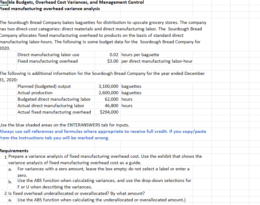  Flex ble Budgets, Overhead Cost Variances, and Management Control fixed manufacturing