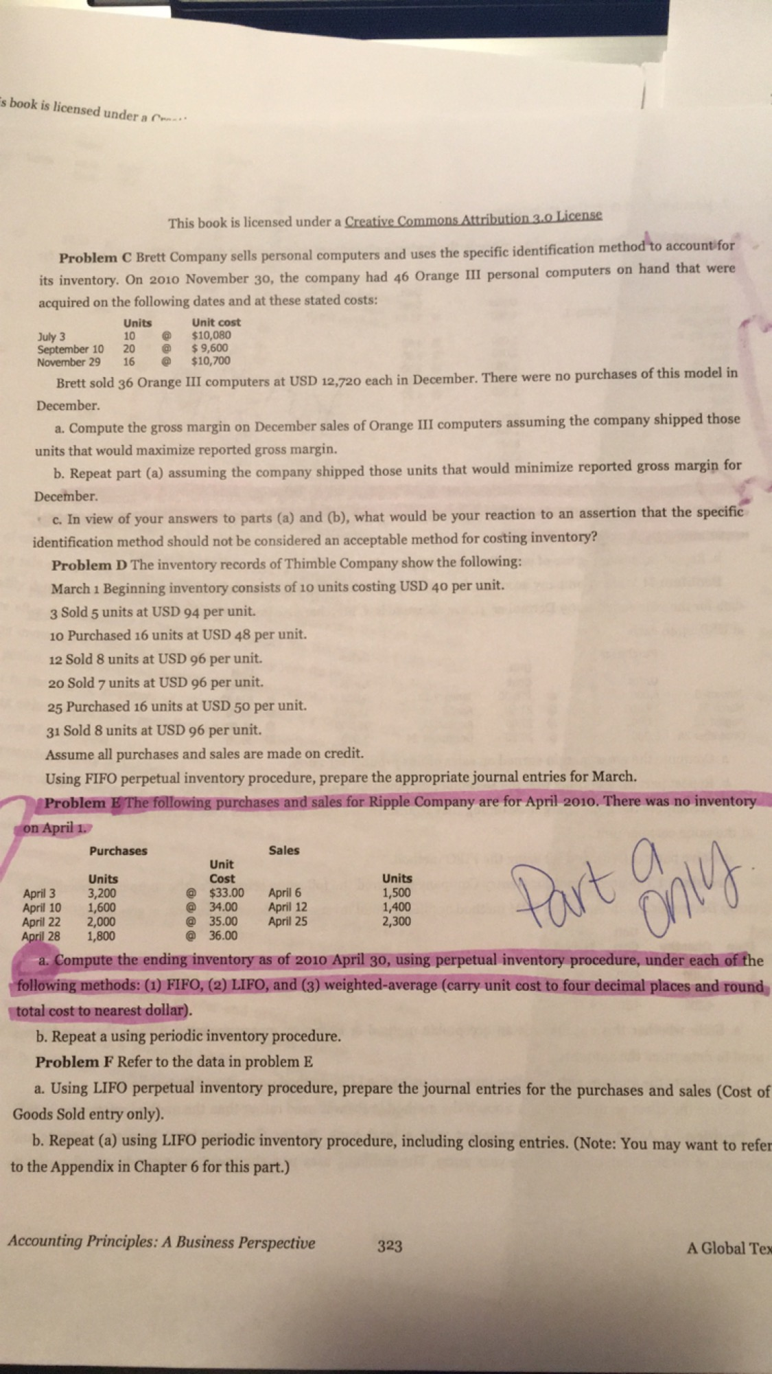 Solve problem E part a only. This book is licensed under a