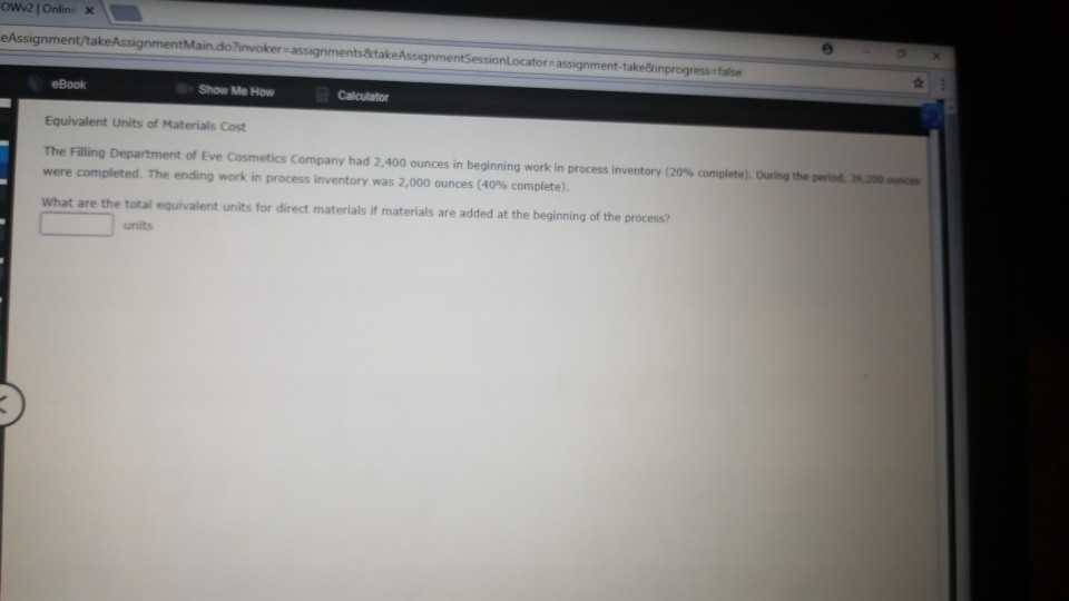 to be Assigned Costs Eve Cosmetics Company consists of two departments, Blending