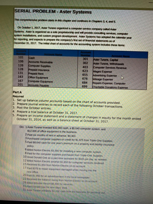  SERIAL PROBLEM - Aster Systems This comprehensive problem starts in this