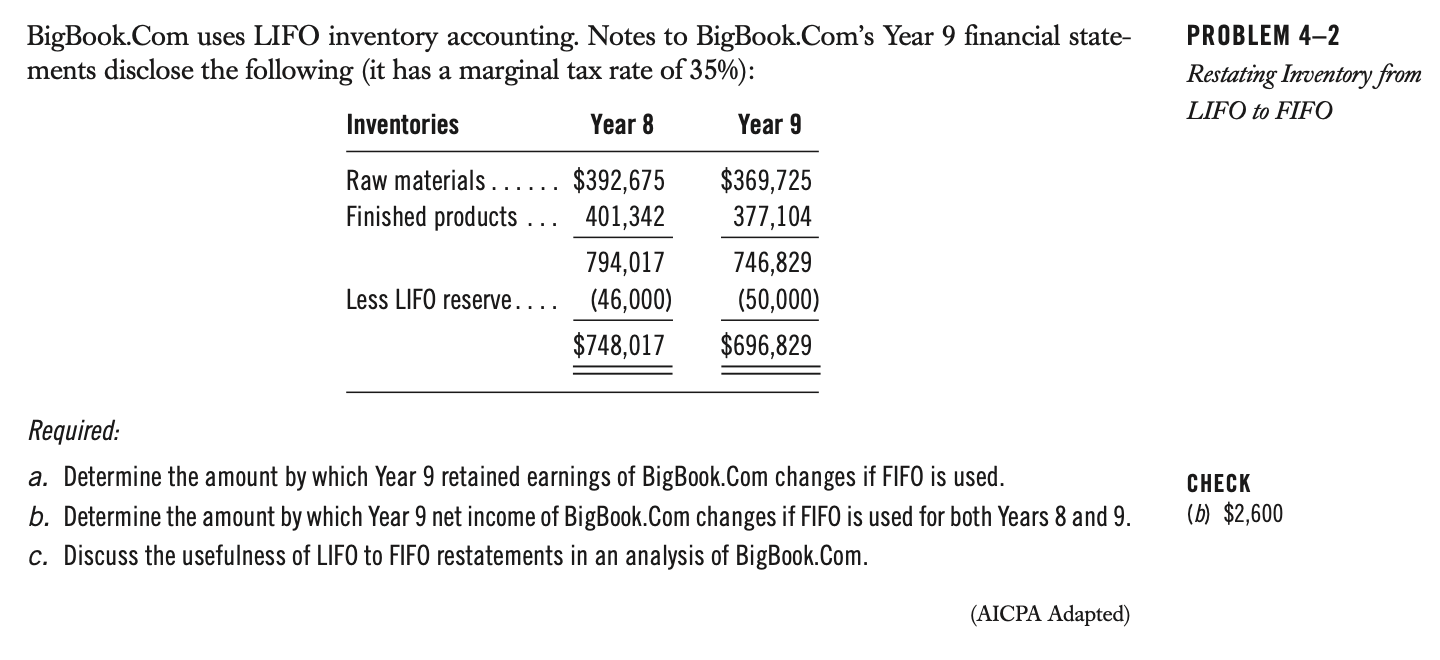 Please explain all steps and show all calculations. Thank you BigBook.Com uses