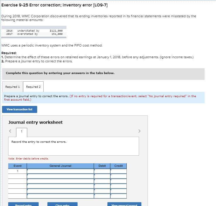discovered that its ending inventories reported in its financial statements were misstated