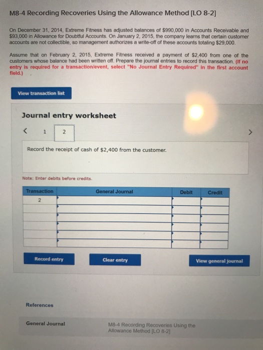 31, 2014, Extreme Fitness has adjusted balances of $990,000 in Accounts Receivable
