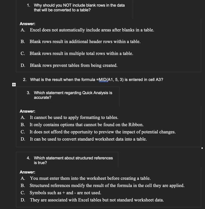  1. Why should you NOT include blank rows in the data