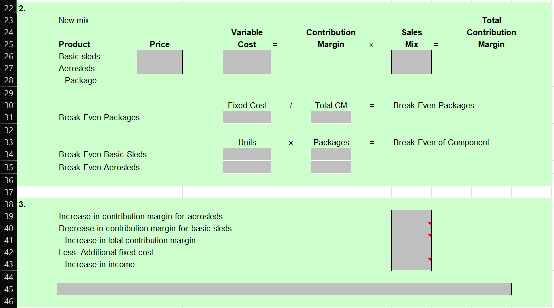 textbook, using the following template: Problem 7-54. Multiple-Product Analysis, Changes in Sales