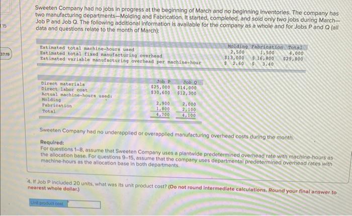 if correct! Sweeten Company had no jobs in progress at the beginning
