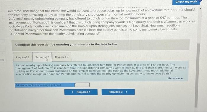 the company be willing to pay to keep the upholstery shop open