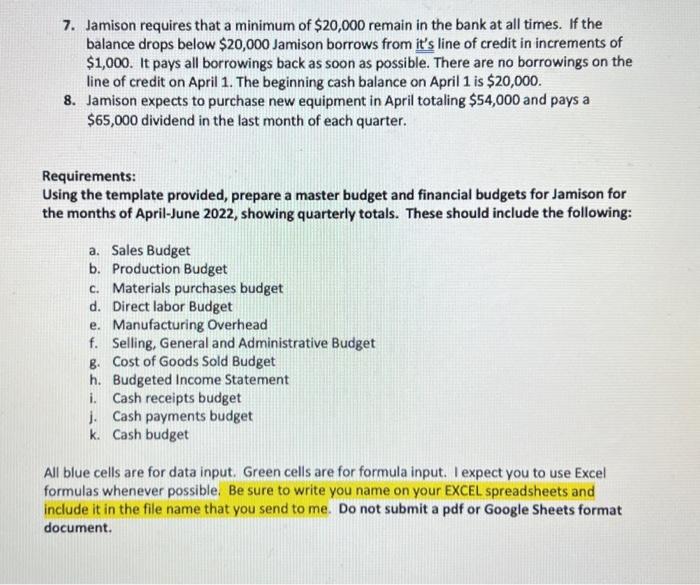 excell and have equations please add them! Jamison and Co makes lightweight