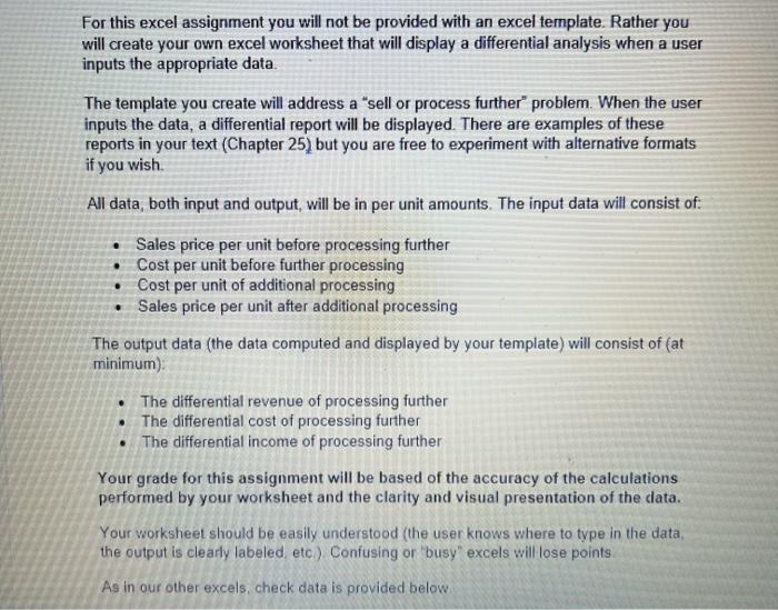  please put into an excel template. im a visual learner! if