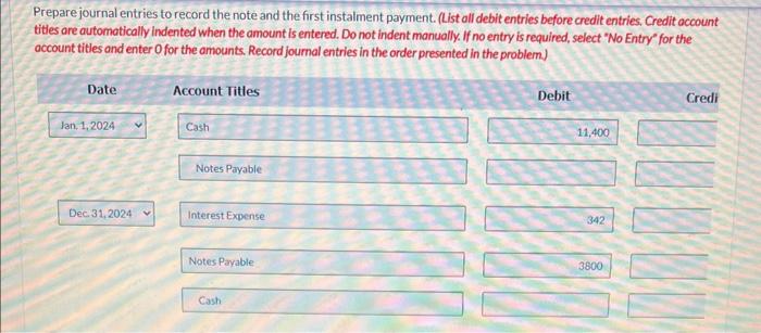 1, 2024, Sheridan Corp. borrows $11,400 by signing a 3-year, 3% note