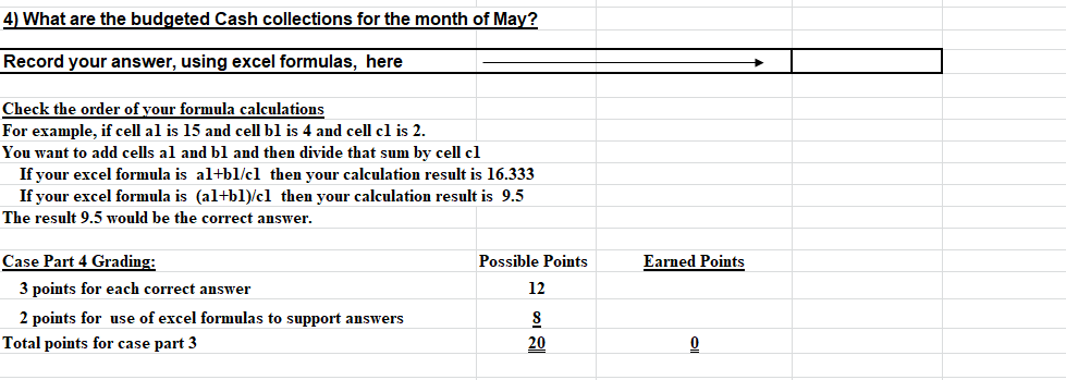 A14 Budgeted Direct Materials Cost Per UNIT 1 Master Budget Data: 3