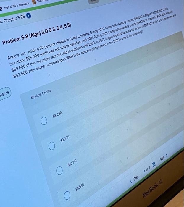  bus chpt 1 answers : Chapter 5 E5 6 Problem 5-8