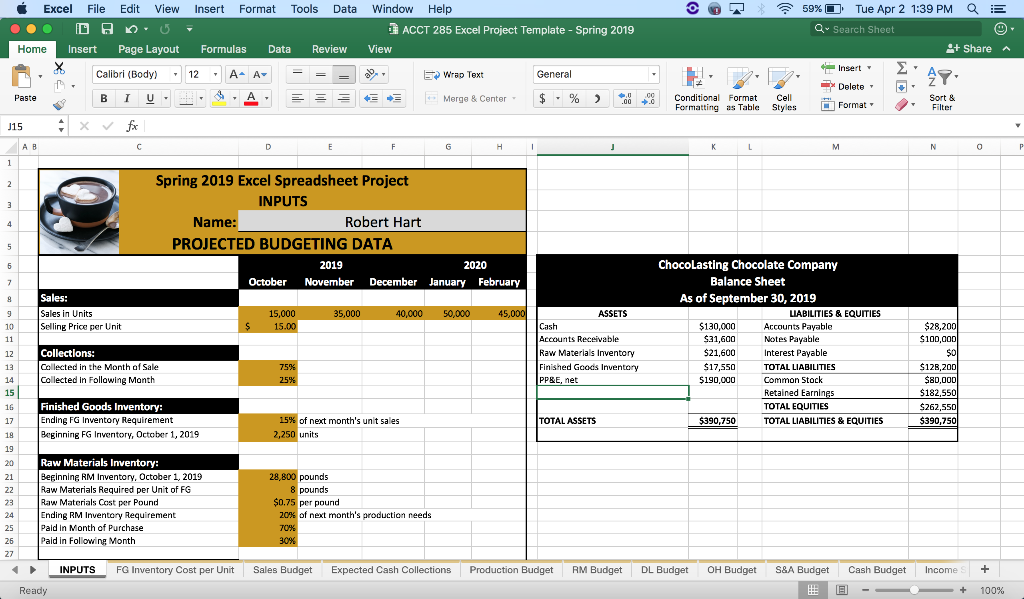 Find the Finished Goods Inventory Cost per unit Excel File Edit View