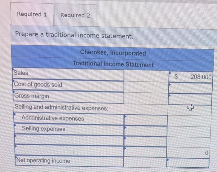 income statement. part2: Prepare a contribution format income statement. Cherokee Incorporated is