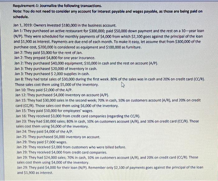  Requirement-1: Journalize the following transactions. Note: You do not need to