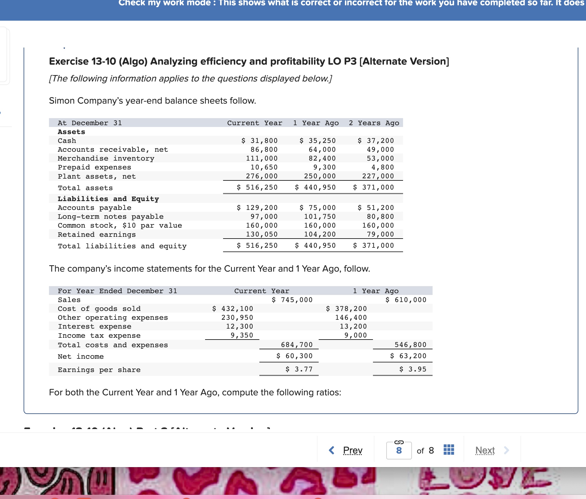 total assets for the current year and one year ago. (3-b) Based