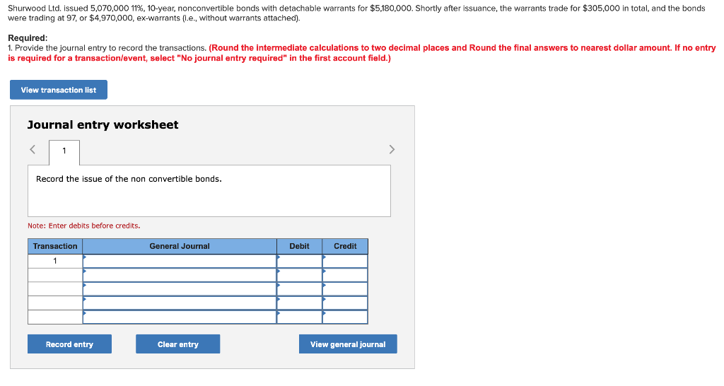  2, Provide the journal entry to record the first payment of