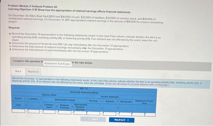 20 Problems Module a Textbook Problem 20 Learning Objective: 3-16 Show how