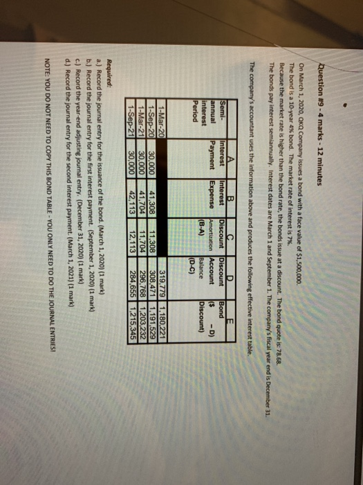  Question #9 - 4 marks - 12 minutes On March 1,