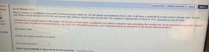  ORCES CALCULATOR PRINTER VERSION BACK NEXT Do ul Review 12-2 Wayne