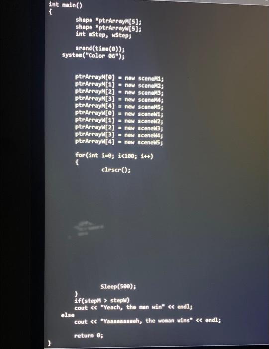 represent ten different scenes: In this problem, you will represent a race