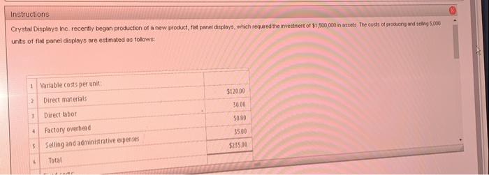  prepare a differential analysis for this problem Instructions Crystal Displays Inc.