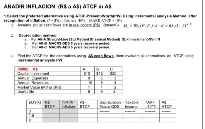  using excel give a step by step solution, thanks AADIR INFLACION