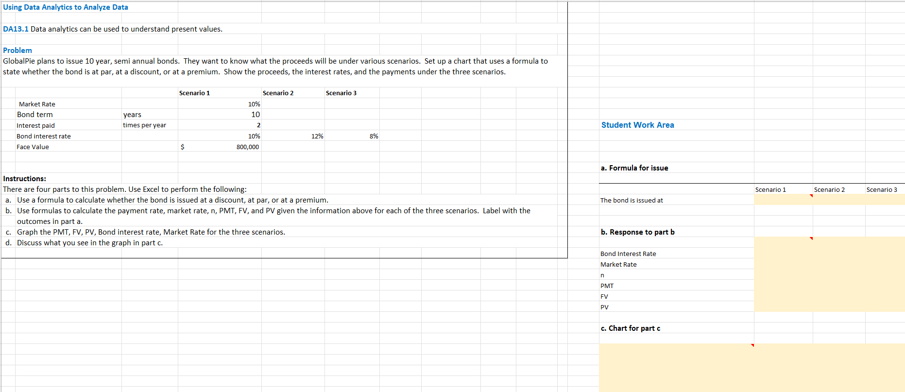what the proceeds will be under various scenarios. Set up a chart