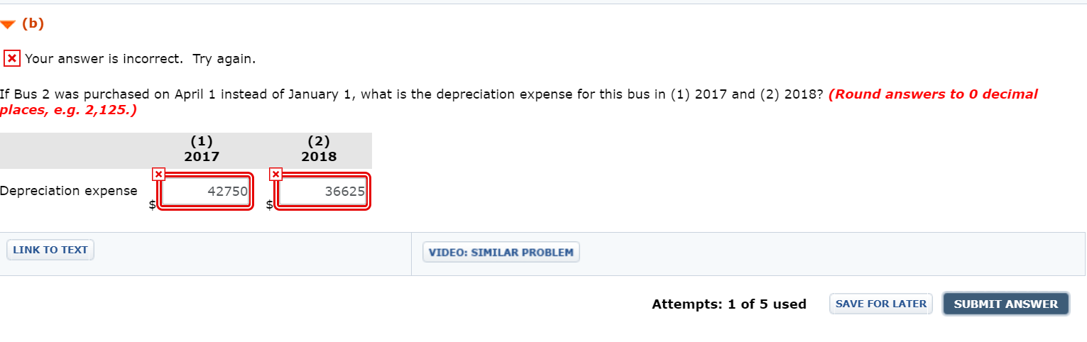 different accountant selected the depreciation method for each bus, and various methods