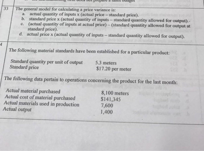  Please answer 33 and 34 The general model for calculating a
