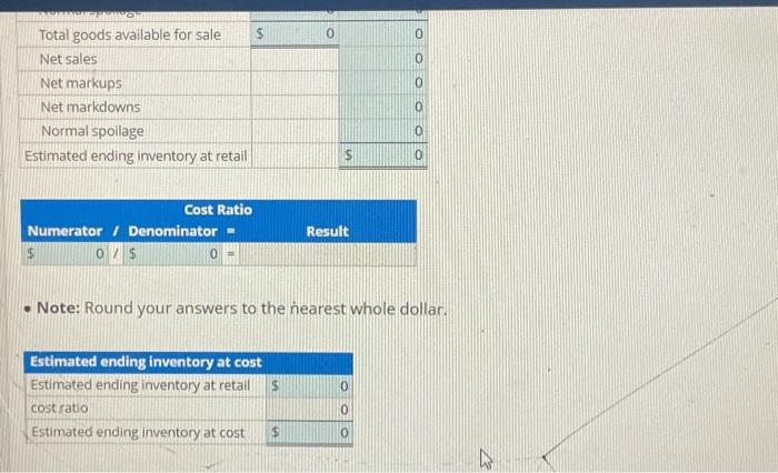 approprlate in the following schedule - Note: Round your answers to the