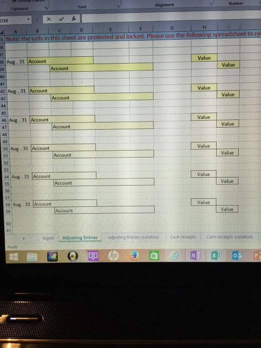 A Alignment 018 Adjustment Adjustment Dr. Cr Cr 11 Cash 12 Accounts