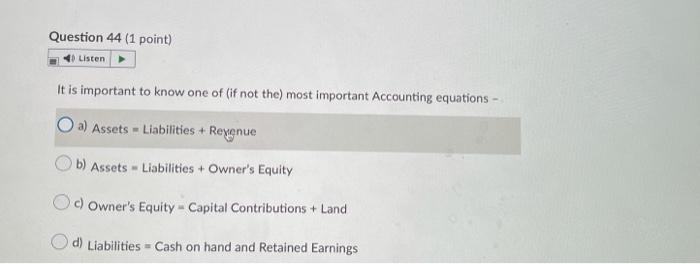  Question 44(1 point) 