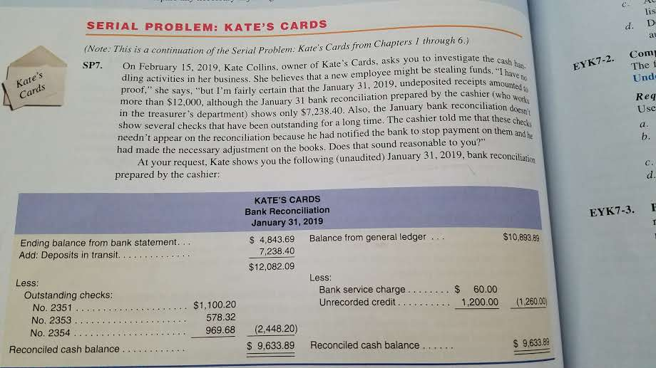 HY SERIAL PROBLEM: KATE'S CARDS d. D. ate the cash han